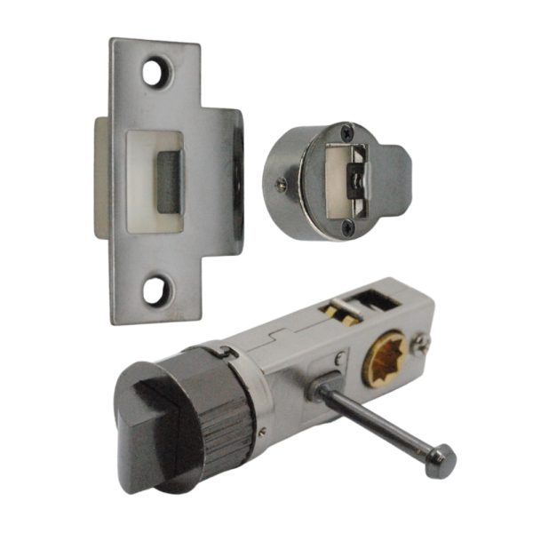 Quick Latch - Round Push Button Privacy Latch 71mm (57mm Backset) Black Nickel