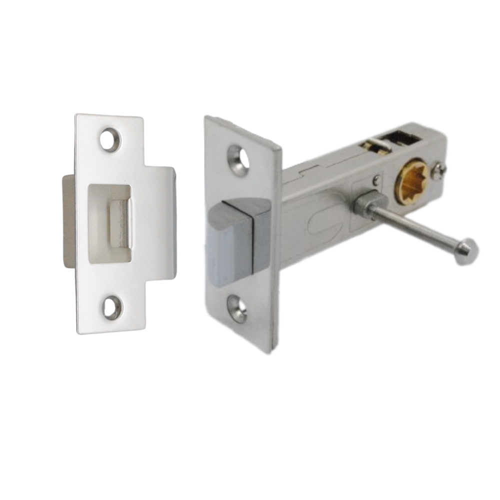Premium Rectangular Push Button Privacy Tubular Latch 71mm (57mm Backset) Polished Chrome