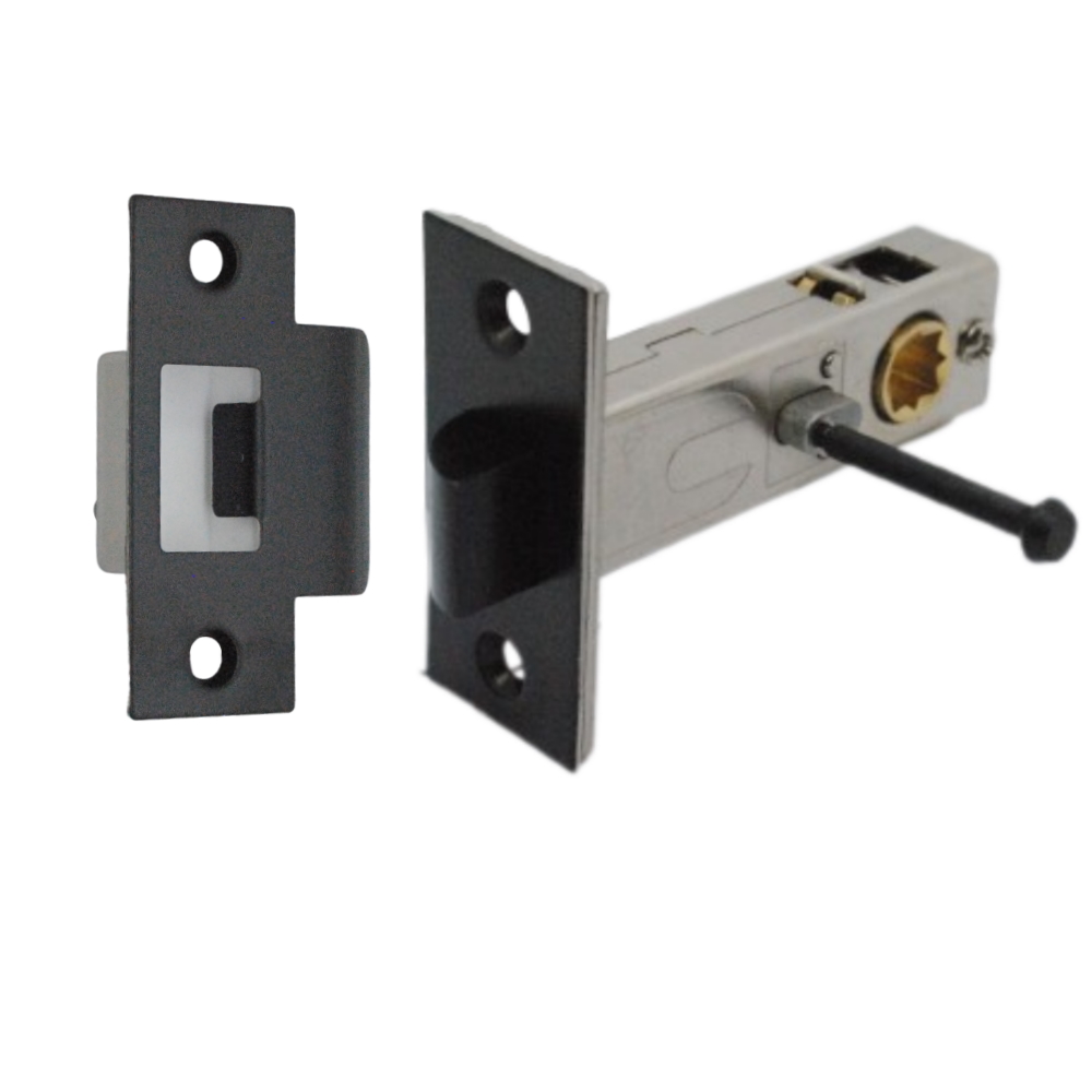 Premium Rectangular Push Button Privacy Tubular Latch 71mm (57mm Backset) Matt Black