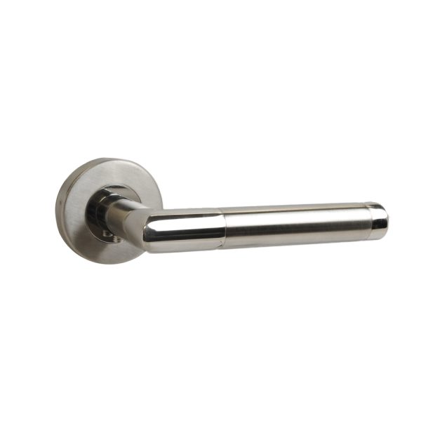 Vibe Dubel Door Handle on Satin & Polished Stainless Steel for Internal Doors