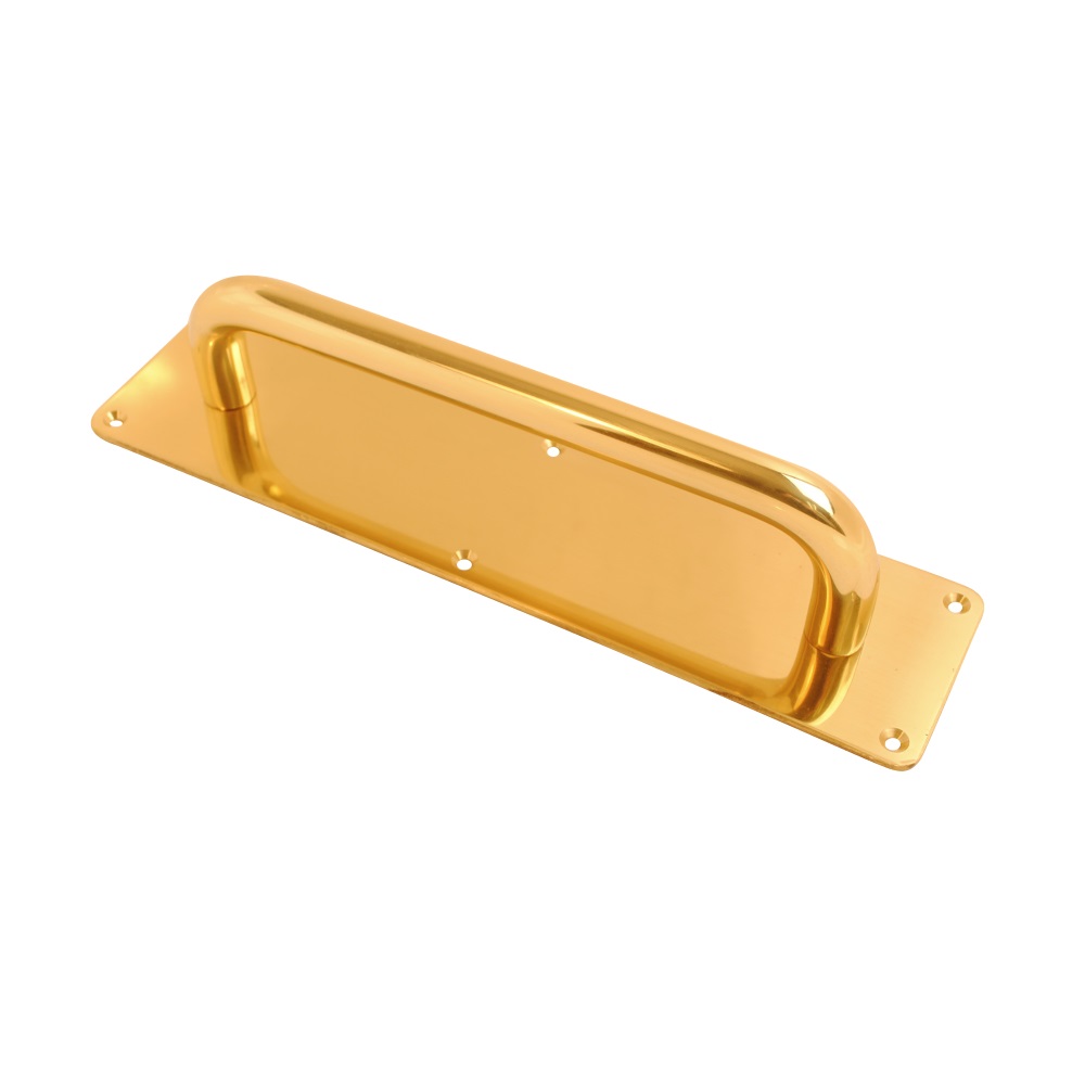 Vibe 19mm Pull Handle on Plate Plain 300x19mm (375x63mm Plate) on Polished Brass for Internal Doors