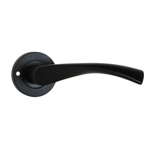 Twirl Lever on Rose Push Button Privacy Handle Matt Black