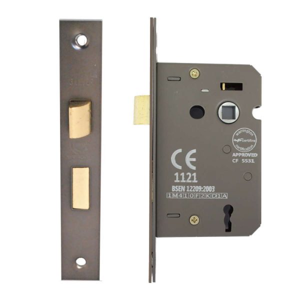 3 Lever Sashlock 63mm CE/UKCA Rated Black Nickel
