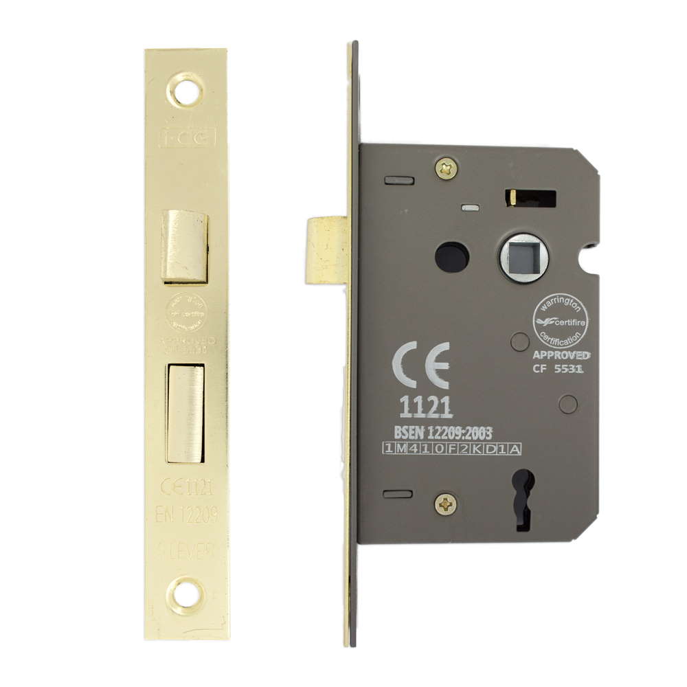 3 Lever Sashlock 63mm CE/UKCA Rated Satin Brass
