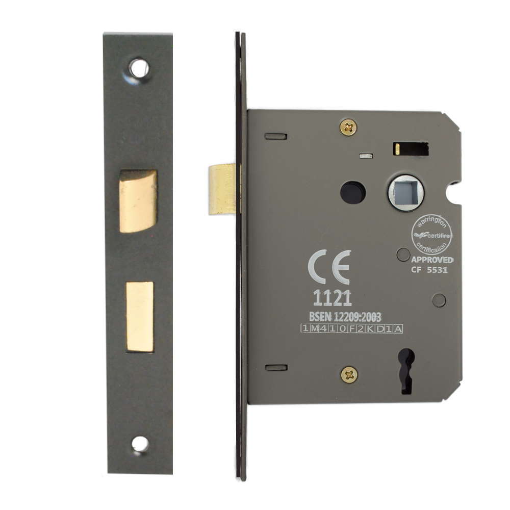 3 Lever Sashlock 75mm CE/UKCA Rated Matt Black
