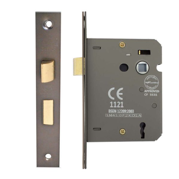 3 Lever Sashlock 75mm CE/UKCA Rated Black Nickel
