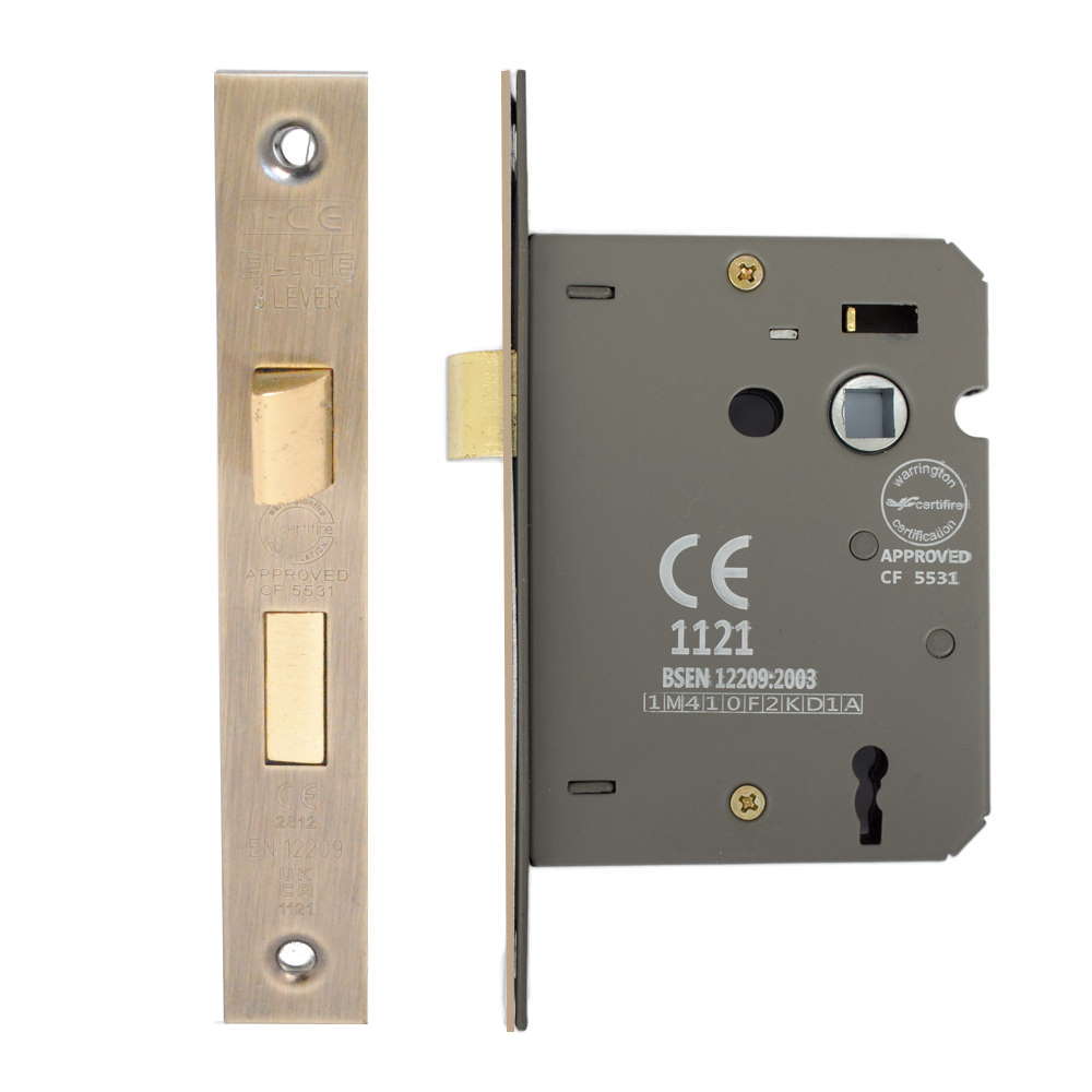 3 Lever Sashlock 75mm CE/UKCA Rated Antique Brass