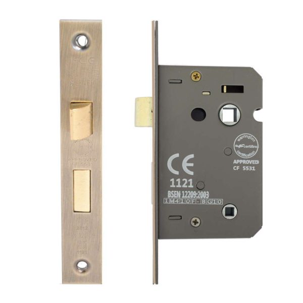 Bathroom Lock 63mm CE/UKCA Rated Antique Brass