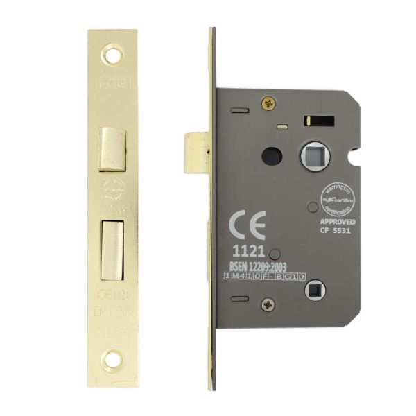 Bathroom Lock 63mm CE/UKCA Rated Satin Brass