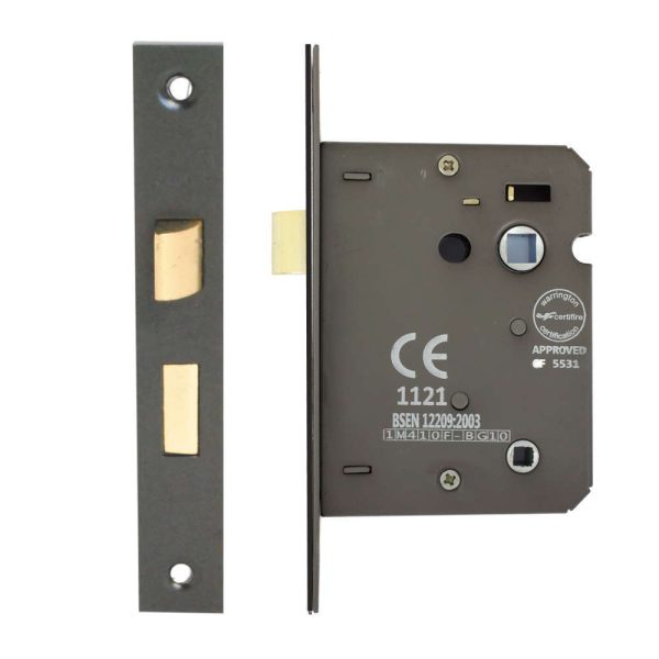 Bathroom Lock 75mm CE/UKCA Rated Matt Black