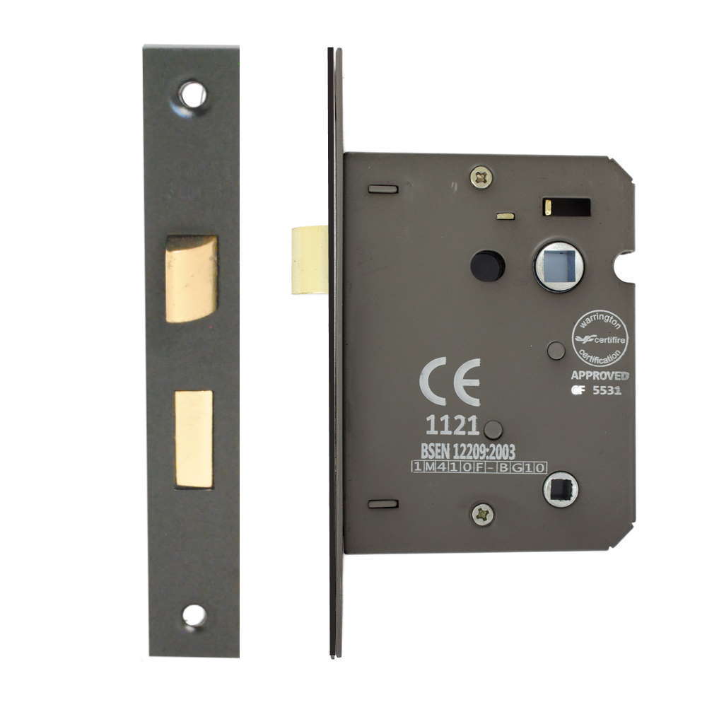 Bathroom Lock 75mm CE/UKCA Rated Matt Black