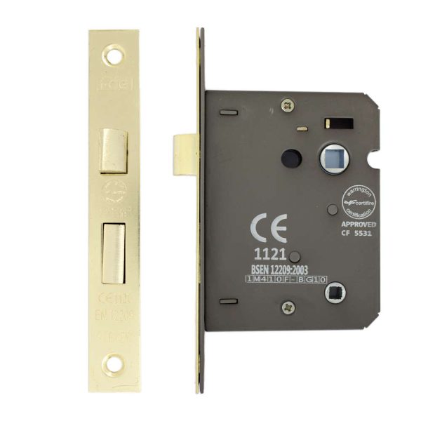 Bathroom Lock 75mm CE/UKCA Rated Satin Brass