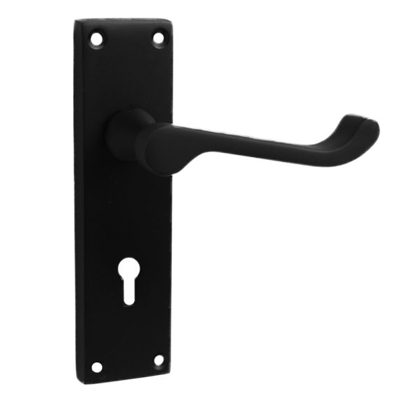 Victorian Scroll Lever Lock Matt Black