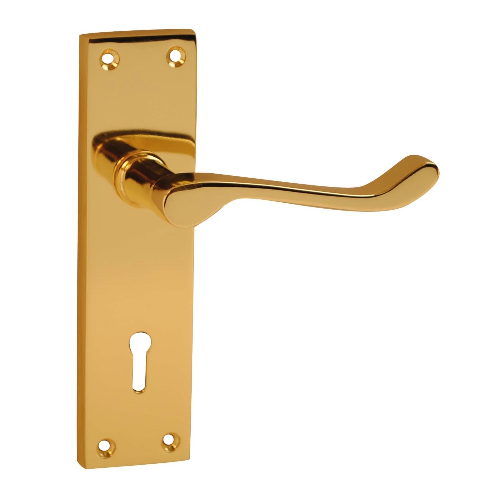 Victorian Premium Scroll Lever Lock Brass 40mm x 150mm