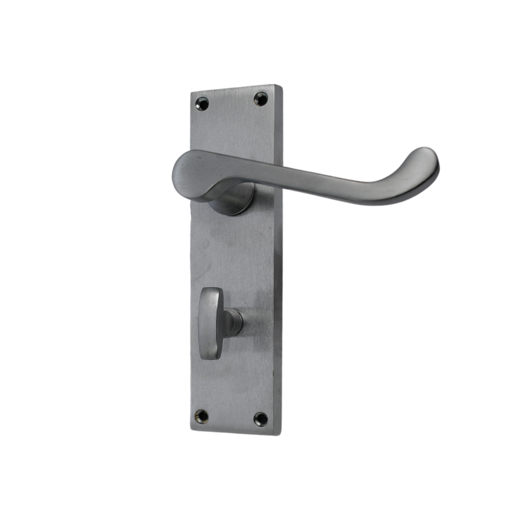 Victorian Premium Scroll Lever Lock Satin Chrome Bathroom