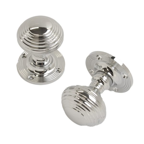 Reeded Mortice Knob Polished Chrome