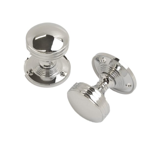 Ribbed Mortice Knob Polished Chrome