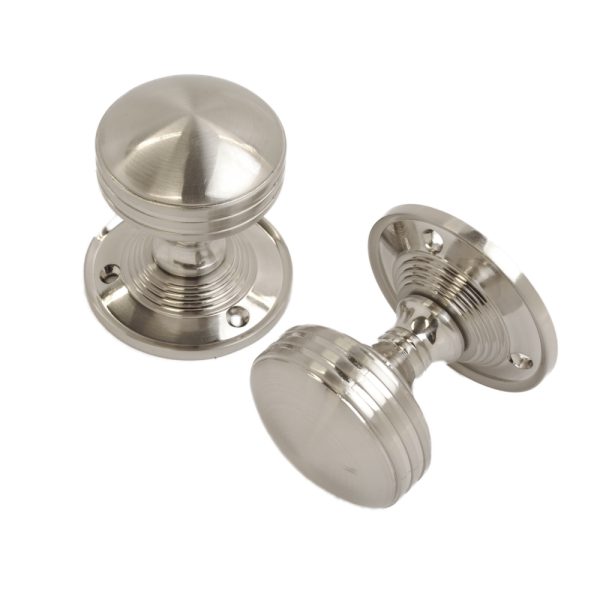 Ribbed Mortice Knob Satin Nickel