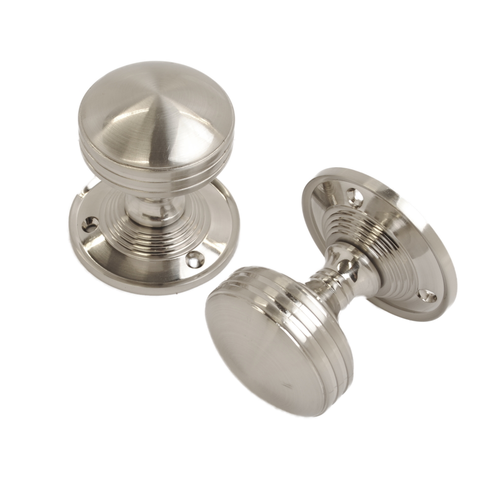 Ribbed Mortice Knob Satin Nickel