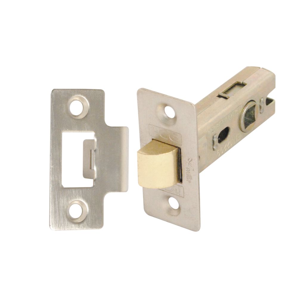Tubular Latch (Bolt Through) 63mm CE/UKCA Rated Satin Nickel Plated