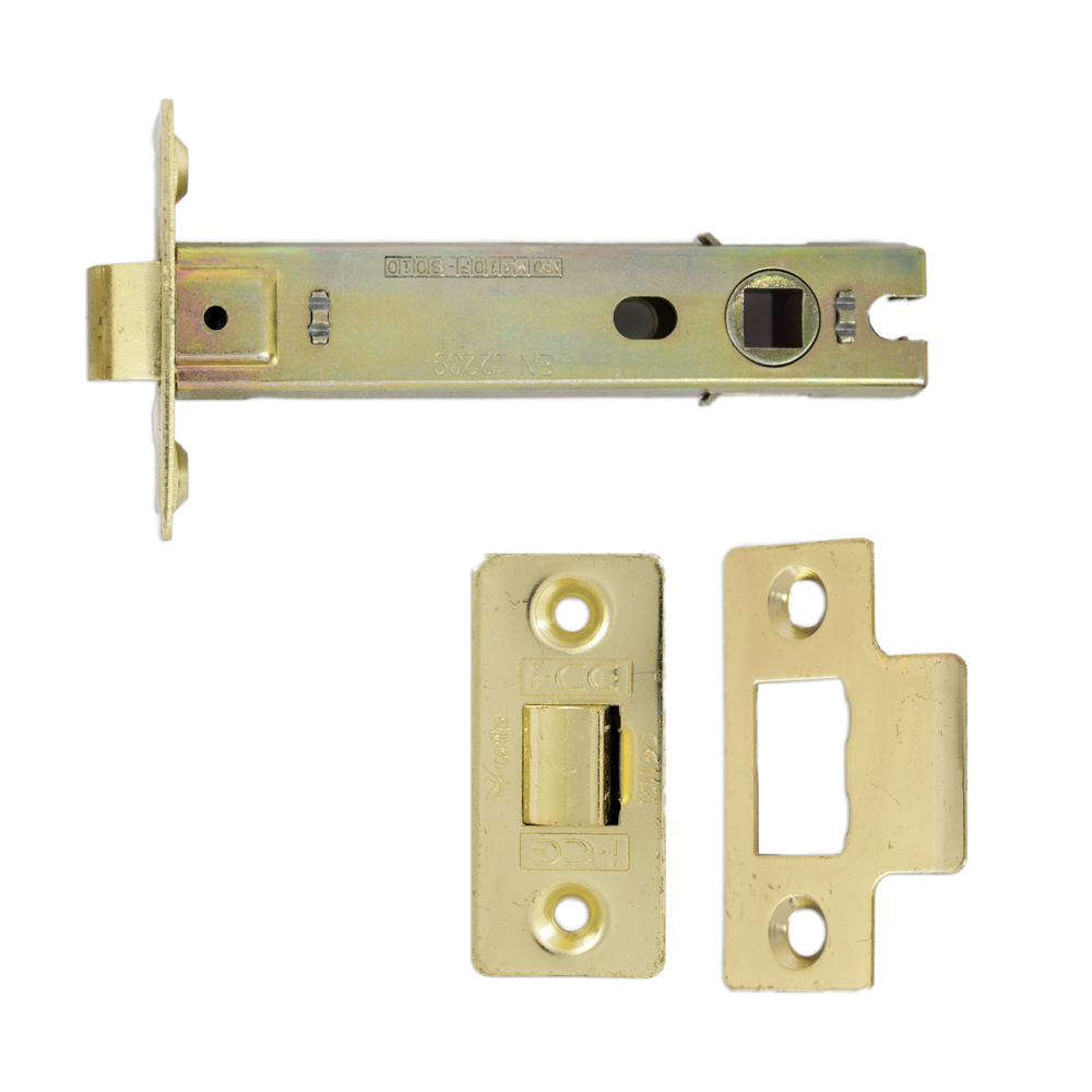 Tubular Latch (Bolt Through) 100mm CE/UKCA Rated Electro Brass