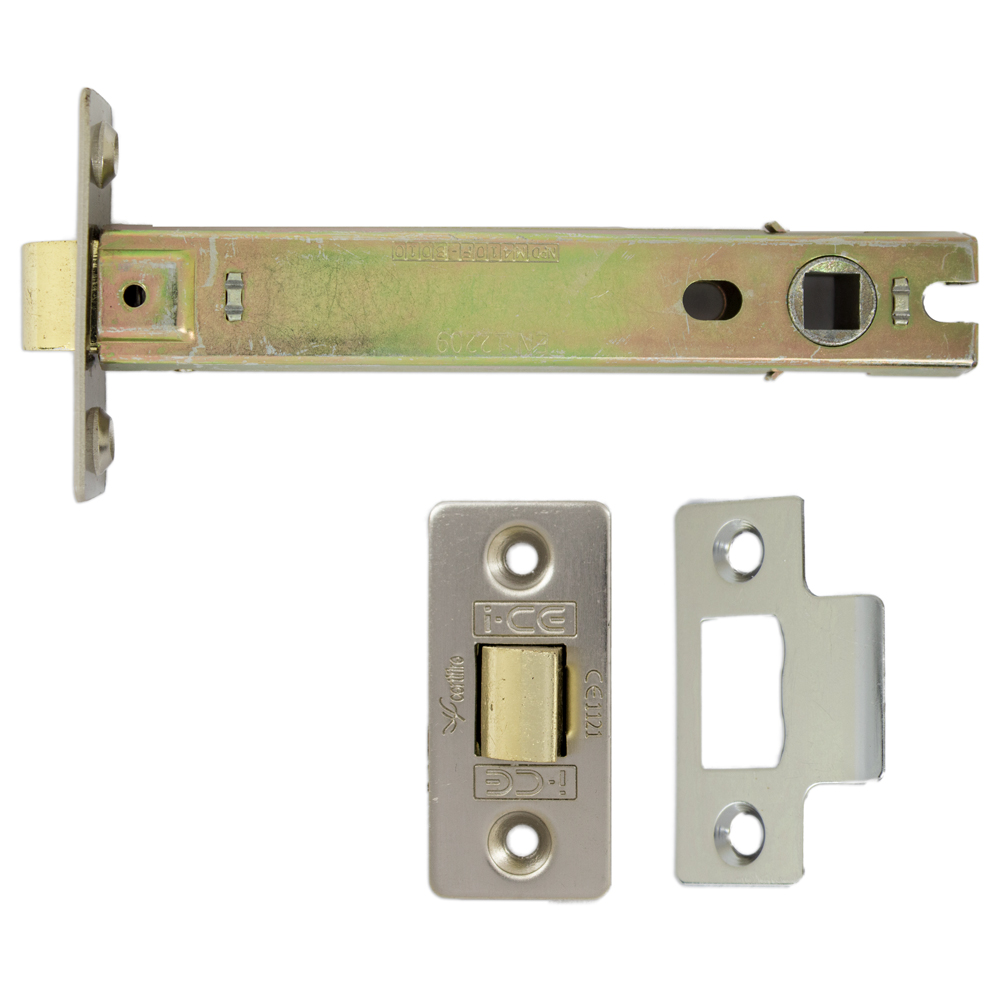 Tubular Latch (Bolt Through) 127mm CE/UKCA Rated Satin Nickel Plated