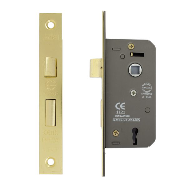 3 Lever Sashlock 50mm CE/UKCA Rated Electro Brass
