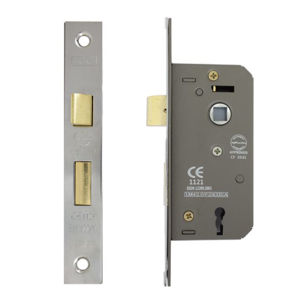 3 Lever Sashlock 50mm CE/UKCA Rated Nickel Plated