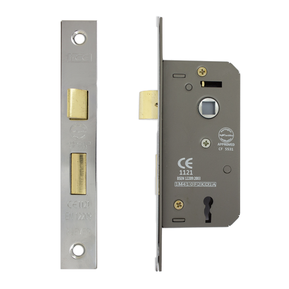3 Lever Sashlock 50mm CE/UKCA Rated Nickel Plated