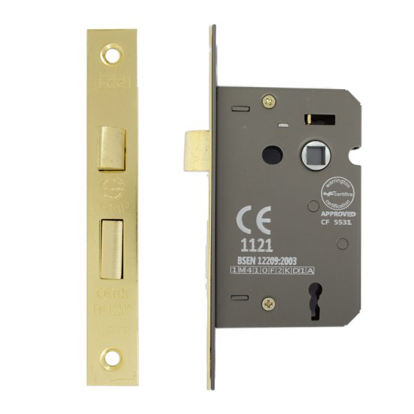 3 Lever Sashlock 63mm CE/UKCA Rated Electro Brass