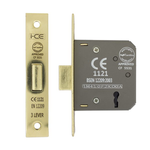 3 Lever Deadlock 63mm CE/UKCA Rated Electro Brass