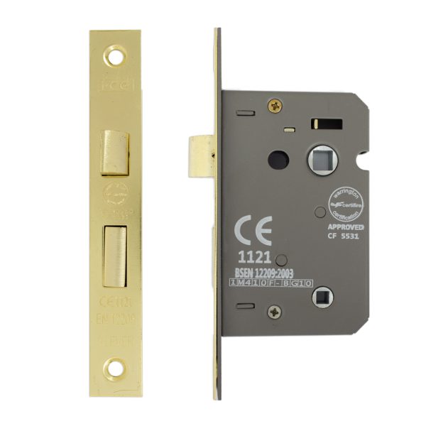 Bathroom Lock 63mm CE/UKCA Rated Electro Brass