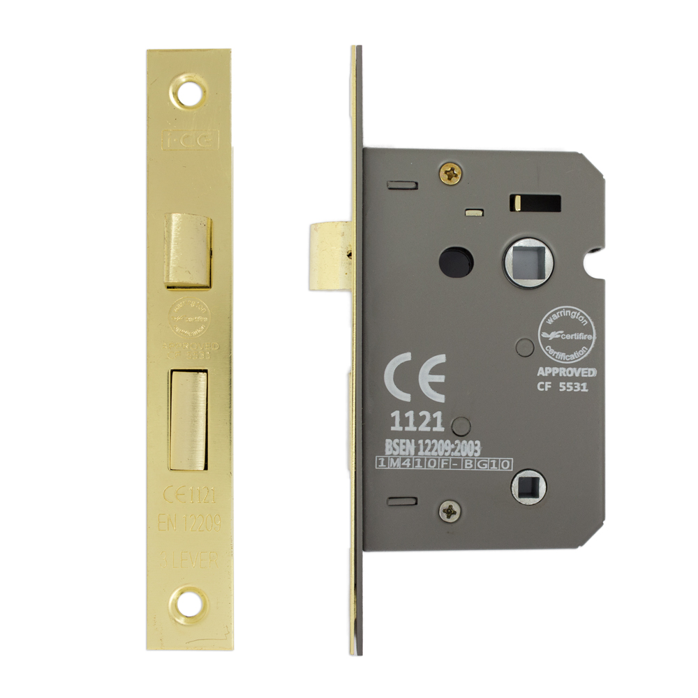 Bathroom Lock 63mm CE/UKCA Rated Electro Brass