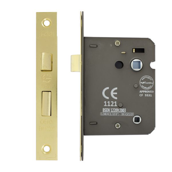 Bathroom Lock 75mm CE/UKCA Rated Electro Brass