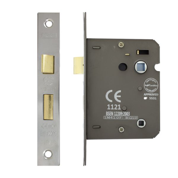 Bathroom Lock 75mm CE/UKCA Rated Nickel Plated