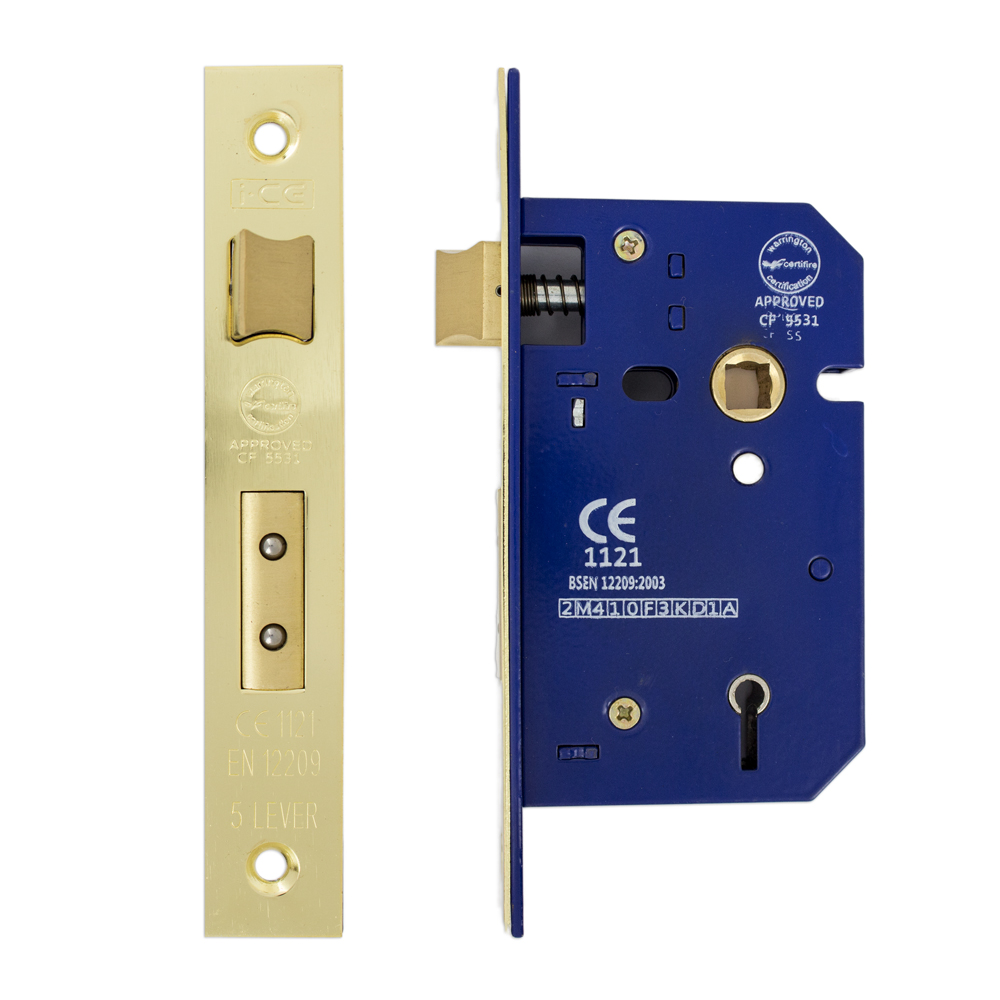 5 Lever Sashlock 63mm CE/UKCA Rated Electro Brass