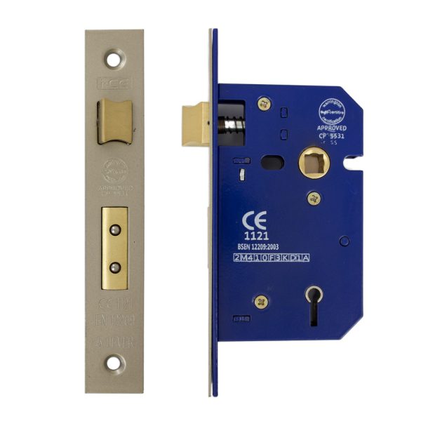 5 Lever Sashlock 63mm CE/UKCA Rated Satin Nickel Plated