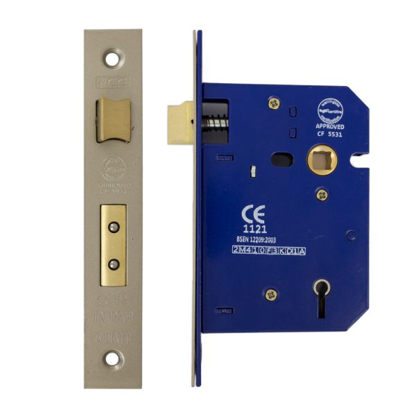 5 Lever Sashlock 75mm CE/UKCA Rated Satin Nickel Plated