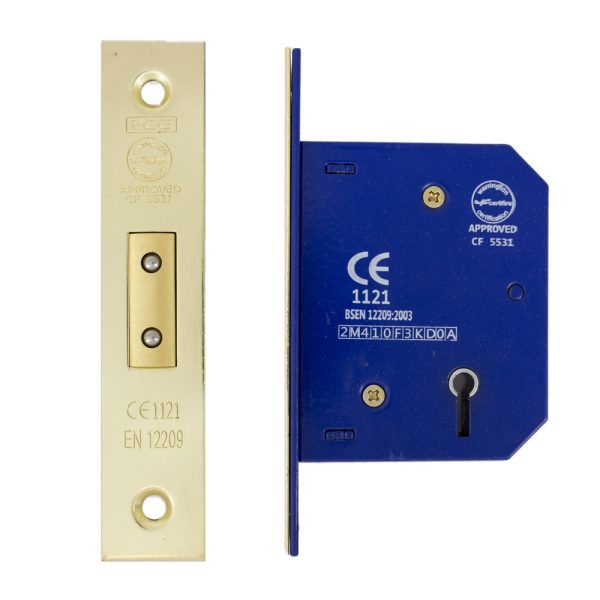 5 Lever Deadlock 63mm CE/UKCA Rated Electro Brass