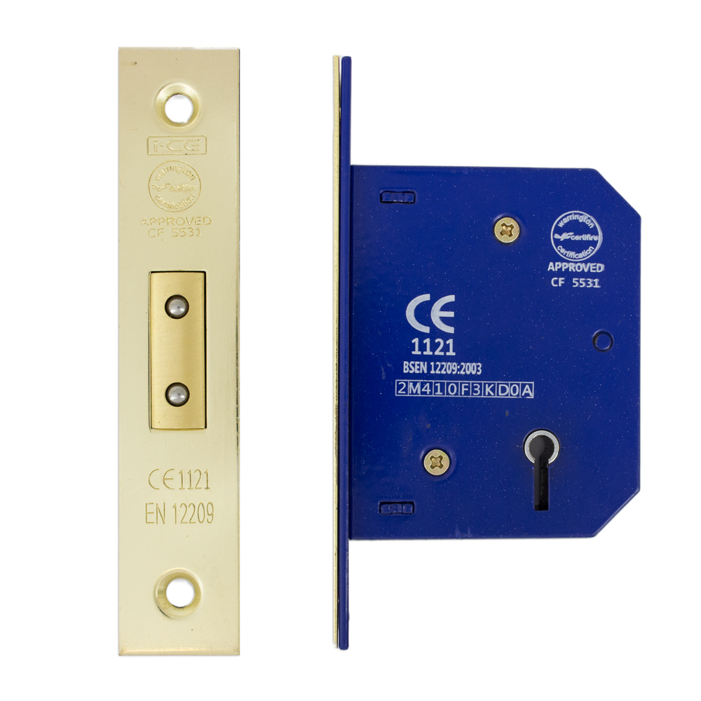 5 Lever Deadlock 63mm CE/UKCA Rated Electro Brass