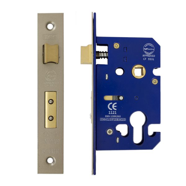 Euro Sash Lock Case 63mm CE/UKCA Rated Satin Nickel Plated