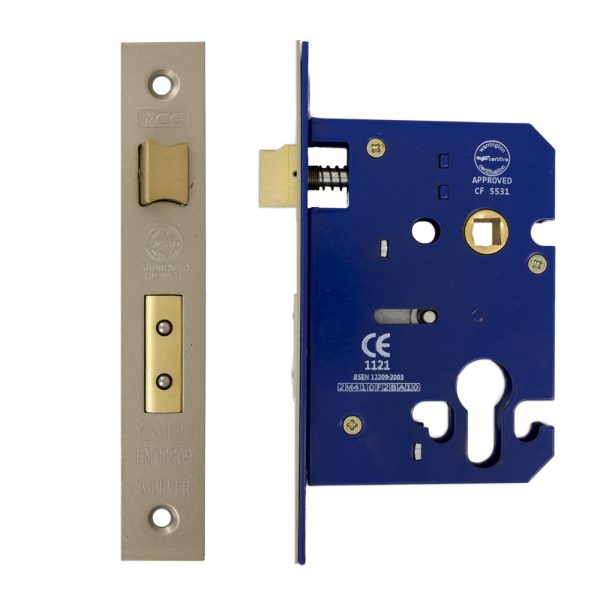 Euro Sash Lock Case 75mm CE/UKCA Rated Satin Nickel Plated