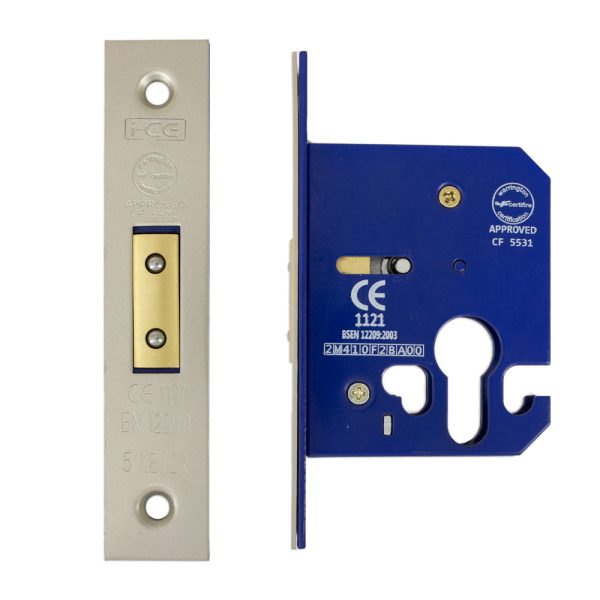 Euro Dead Lock Case 63mm CE/UKCA Rated Satin Nickel Plated