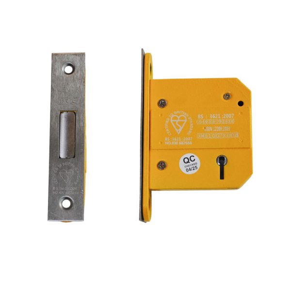 R-MOR 5 Lever Dead Lock 75mm British Standard BS3621 Satin Stainless Steel