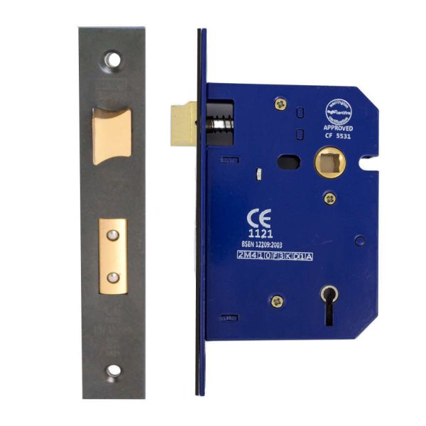 5 Lever Sashlock 75mm CE/UKCA Rated Matt Black