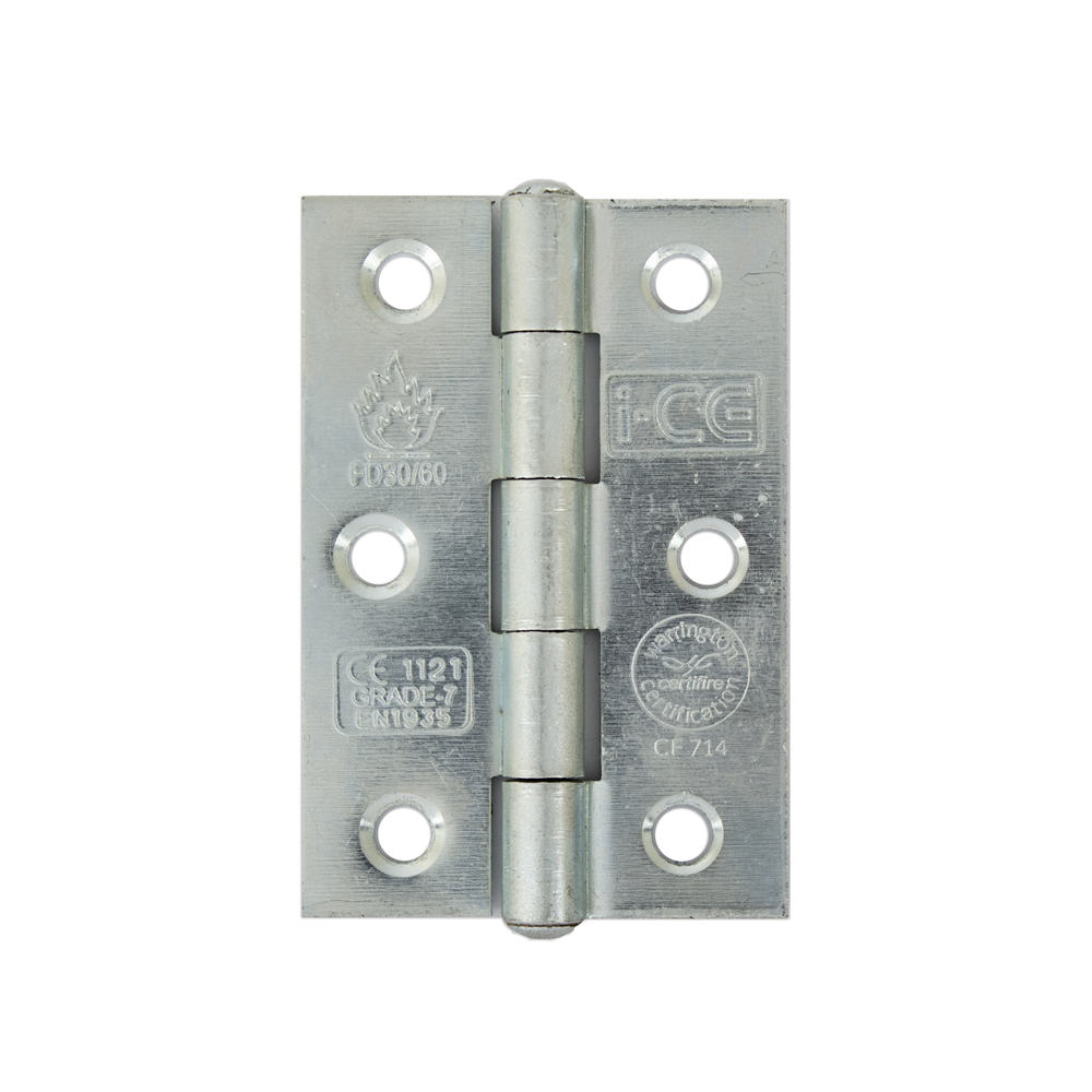 Spun Pin Butt Hinge 76mm CE/UKCA Rated Bright Zinc Plated