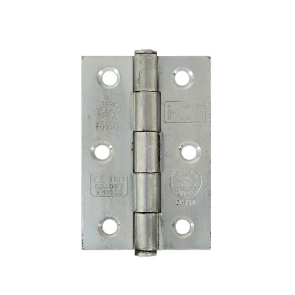 Button Tip Butt Hinge 76mm CE/UKCA Rated Bright Zinc Plated