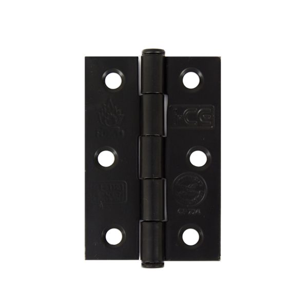 Button Tip Butt Hinge 76mm CE/UKCA Rated Black