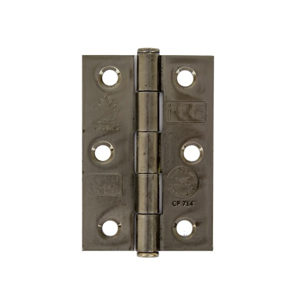 Button Tip Butt Hinge 76mm CE/UKCA Rated Florentine Bronze