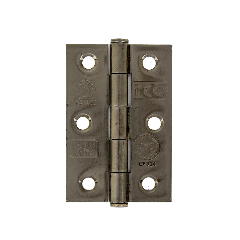 Button Tip Butt Hinge 76mm CE/UKCA Rated Florentine Bronze